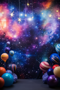galaxy theme birthday kid backdrop --ar 2:3 --v 5.2