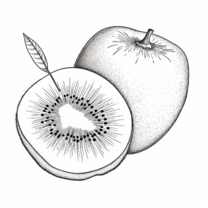 a kiwi fruit, outline only, children coloring book, white background --v 5.2
