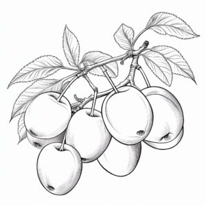 a plum, outline only, children coloring book, white background --v 5.2