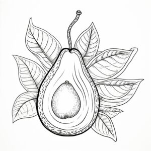 an avocado, outline only, anti-stress coloring book, white background --v 5.2