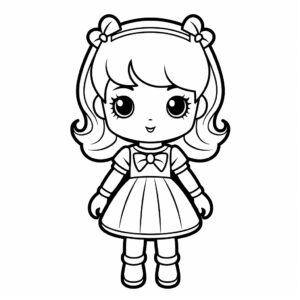 doll outline, simple graphics, no details, no background, no noise, white full equipment, clean, coloring book for kids --v 5.2