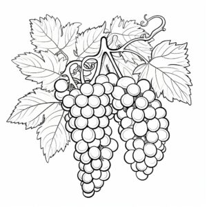 grapes covered with various patterns and decorations, outline only, coloring book for children, white background, --v 5.2