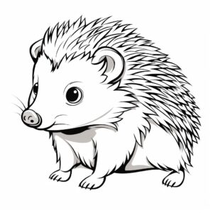 hedgehog outline, simple graphics, no details, no background, no noise, white full equipment, clean, coloring book for kids --v 5.2