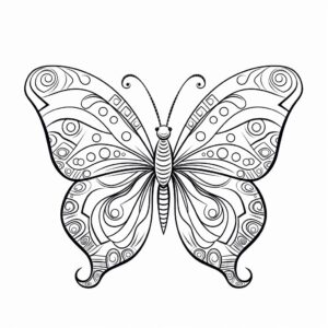 just an outline of a very cute butterfly, vector graphics, multiplication position, flat background, delicate black outline, white background, coloring book for children, no noise --v 5.2