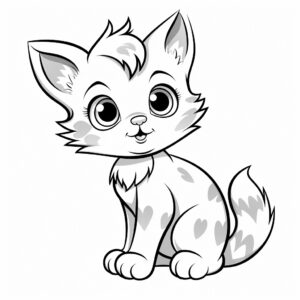 just an outline of a very cute kitten, vector graphics, multiplication of items, flat background, soft black outline, white background, coloring book for children, no noise --v 5.2