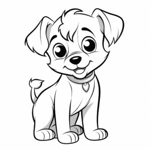 just an outline of a very cute little dog, coloring book for children, vector graphics, flat background, delicate black outline, white background, no noise, isolated on white background --v 5.2
