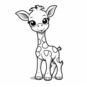 just an outline of a very cute little giraffe, coloring book for children, vector graphics, flat background, soft black outline, white background, no noise, isolated on white background --v 5.2