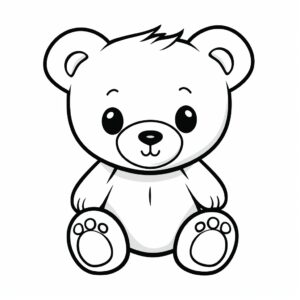 just an outline of a very cute teddy bear, vector graphics, flat background, delicate black outline, white background, coloring book for children, no noise --v 5.2