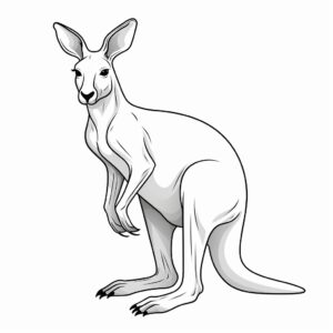 kangaroo outline, simple graphics, no details, no background, no noise, white full equipment, clean, coloring book for kids --v 5.2