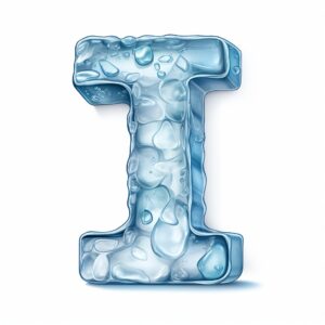 letter I, letter from ice blocks, cartoon style, cartoon style, white background --v 5.2