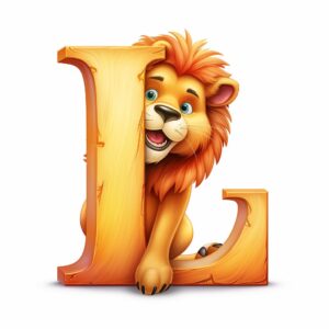 letter L, on the letter lions, cartoon style, cartoon style, white background --v 5.2