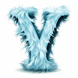 letter Y yeti fur pattern on the letter, cartoon style, cartoon style, visible outline, white background --v 5.2