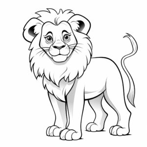 lion outline, simple graphics, no details, no background, no noise, white full equipment, clean, coloring book for kids --v 5.2