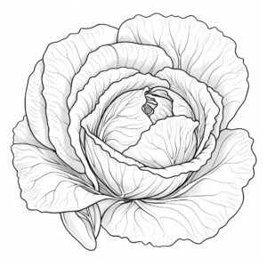 one cabbage, outline only, anti-stress coloring book, white background --v 5.2
