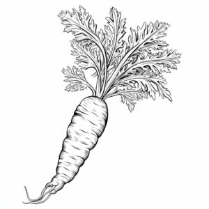 one carrot, outline only, anti-stress coloring book, white background --v 5.2
