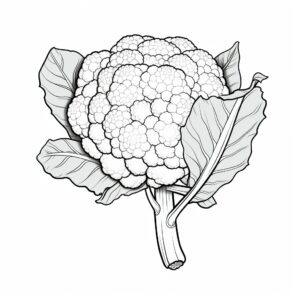 one cauliflower, outline only, anti-stress coloring book, white background --v 5.2