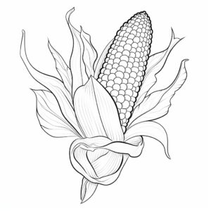 one corn, outline only, anti-stress coloring book, white background --v 5.2