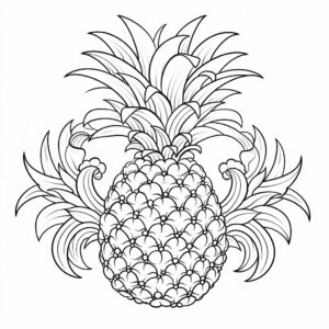 one pineapple, outline only, anti-stress coloring book, white background --v 5.2