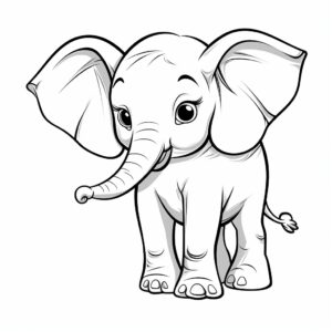 only outline of a very cute elephant, coloring book for children, vector graphics, flat background, delicate black outline, white background, no noise, isolated on white background --v 5.2