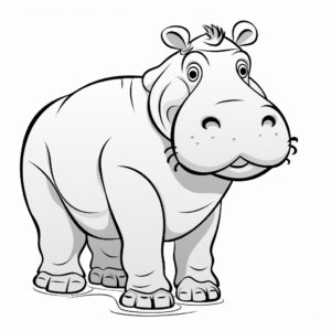 outline hippo simple graphics, no details, no background, no noise, white full equipment, clean, coloring book for kids --v 5.2