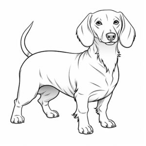 outline long dachshund, simple graphics, no details, no background, no noise, white full equipment, clean, coloring book for children --v 5.2