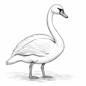 outline of a swan, simple form, no background, no details, no noise, white full equipment, clean, coloring book for children --v 5.2