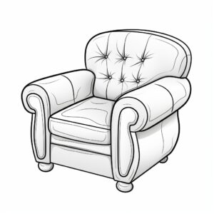 outline of the armchair, simple form, no background, no details, no noise, white full equipment, clean, coloring book for children --v 5.2