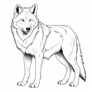 outline only wolf, no background, simple graphics, no details, no background, no noise, white full equipment, clean, coloring book for children, black and white --v 5.2