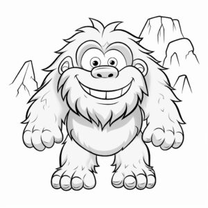 outline only yeti, no background, simple graphics, no details, no background, no noise, white full equipment, clean, coloring book for kids, black and white --v 5.2