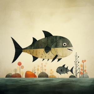 fishs Jon Klassen style --ar 1:1 --v 5.2