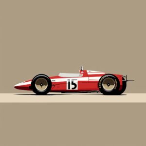 1950s minimalism poster of an Indy car.