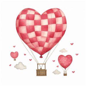 Watercolor balloon , decorate with Valentines day themed, full color, perfect for nursery art and Children’s book illustration style, watercolor illustration, simple, cute, clipart, single object, white background for removing background --no watercolor splash in background, text shadow font --style raw --v 5.2