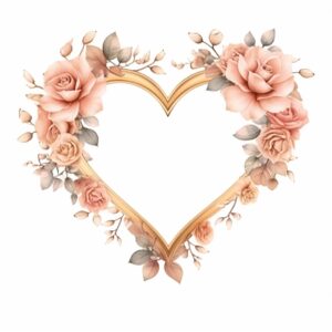 create a highly detailed and realistic cute Frame a heart shape with a delicate rose gold texture, decorate with Valentines day themed, watercolor image in fine line art, borderless design, ultra high resolution, strong outlines, isolated on white background --style raw --v 5.2