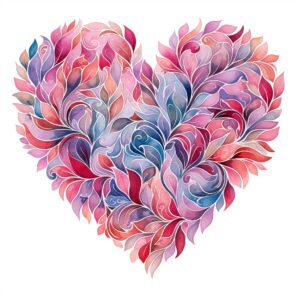 create a highly detailed and realistic cute Hearts intertwined in a swirling pattern, decorate with Valentines day themed, watercolor image in fine line art, borderless design, ultra high resolution, strong outlines, isolated on white background --style raw --v 5.2