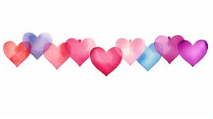 create a highly detailed and realistic cute Hearts arranged in a banner , decorate with Valentines day themed, watercolor image in fine line art, borderless design, ultra high resolution, strong outlines, isolated on white background --ar 16:9 --style raw --v 5.2