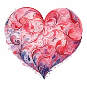 create a highly detailed and realistic cute Hearts intertwined in a swirling pattern, decorate with Valentines day themed, watercolor image in fine line art, borderless design, ultra high resolution, strong outlines, isolated on white background --style raw --v 5.2