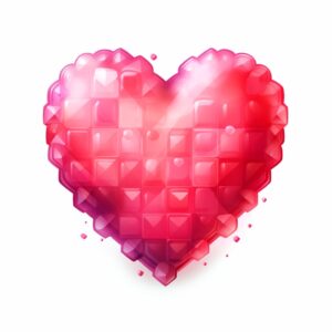 create a highly detailed and realistic cute Pixelated heart, decorate with Valentines day themed, watercolor image in fine line art, borderless design, ultra high resolution, strong outlines, isolated on white background --style raw --v 5.2