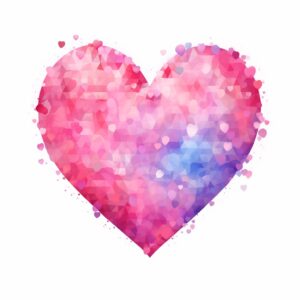 create a highly detailed and realistic cute Pixelated heart, decorate with Valentines day themed, watercolor image in fine line art, borderless design, ultra high resolution, strong outlines, isolated on white background --style raw --v 5.2