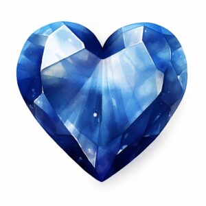 create a highly detailed and realistic cute a heart with a deep, sapphire blue shade, decorate with Valentines day themed, watercolor image in fine line art, borderless design, ultra high resolution, strong outlines, isolated on white background --style raw --v 5.2