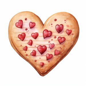 create a highly detailed and realistic cute art of a pretty heart shaped cookie, decorate with Valentines day themed, watercolor image in fine line art, borderless design, ultra high resolution, strong outlines, isolated on white background --style raw --v 5.2