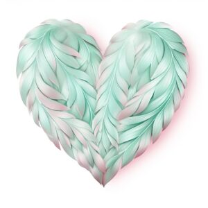 create a highly detailed and realistic cute heart in pink and light mint colors, decorate with Valentines day themed, watercolor image in fine line art, borderless design, ultra high resolution, strong outlines, isolated on white background --style raw --v 5.2