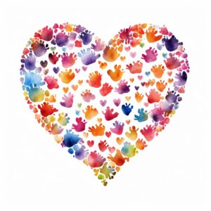 create a highly detailed and realistic cute heart shape using a cluster of various-sized paw prints, decorate with Valentines day themed, watercolor image in fine line art, borderless design, ultra high resolution, strong outlines, isolated on white background --style raw --v 5.2