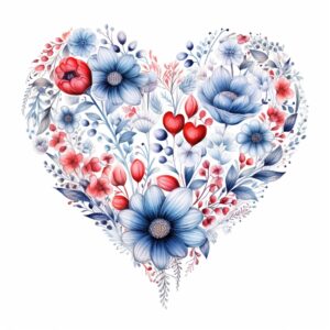 create a highly detailed and realistic cute nordic style heart, decorate with Valentines day themed, watercolor image in fine line art, borderless design, ultra high resolution, strong outlines, isolated on white background --style raw --v 5.2