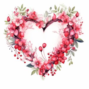 create a highly detailed and realistic cute nordic style heart, decorate with Valentines day themed, watercolor image in fine line art, borderless design, ultra high resolution, strong outlines, isolated on white background --style raw --v 5.2