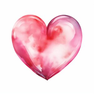 create a highly detailed and realistic cute simple pink-red heart, decorate with Valentines day themed, watercolor image in fine line art, borderless design, ultra high resolution, strong outlines, isolated on white background --style raw --v 5.2