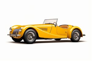 Photorealistic side view vintage fast car high quality isolated on white background, 8K, HD --ar 3:2 --style raw
