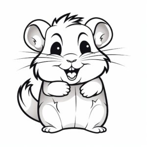 Coloring page for kids, featuring a Hamster cartoon style, thick lines, low detail, no shading --v 5.2