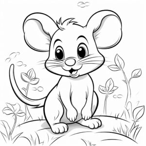Coloring page for kids, featuring a Mouse cartoon style, thick lines, low detail, no shading --v 5.2