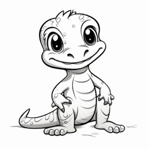 Coloring page for kids, featuring a Newt cartoon style, thick lines, low detail, no shading --v 5.2