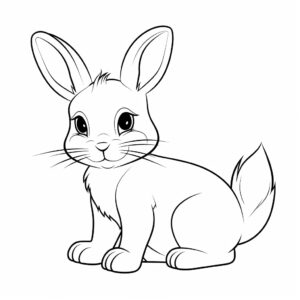 Coloring page for kids, featuring a Rabbit cartoon style, thick lines, low detail, no shading --v 5.2